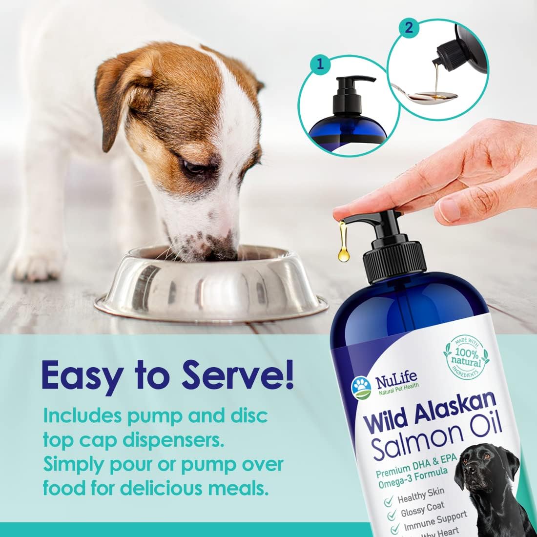 Aceite de salmón salvaje de Alaska 100% puro para perros, aceite de pescado líquido Omega 3 para perros, suplemento para piel y pelaje para desprendimiento, picazón seca en la piel y alergias, ácidos