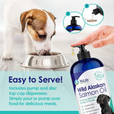 Aceite de salmón salvaje de Alaska 100% puro para perros, aceite de pescado líquido Omega 3 para perros, suplemento para piel y pelaje para desprendimiento, picazón seca en la piel y alergias, ácidos