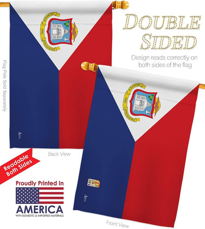 Americana Home &amp; Garden HG140223 - Banderas de San Martín de la Nacionalidad Mundial impresiones decorativas de casa vertical 28.0&nbsp;in x 40.0&nbsp;in, 13.0&nbsp;in, 18.0&nbsp;in, colección de bandera de doble cara impresa en Estados Unidos