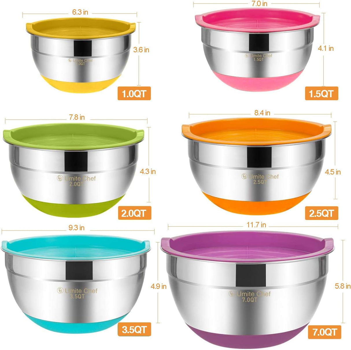 Tazones para mezclar con tapas NUTRICHEF PRTNCFPG9BOWL