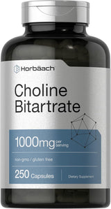 Suplemento de Colina Bitartrate Horbaach | 1000mg | 250 Cápsulas