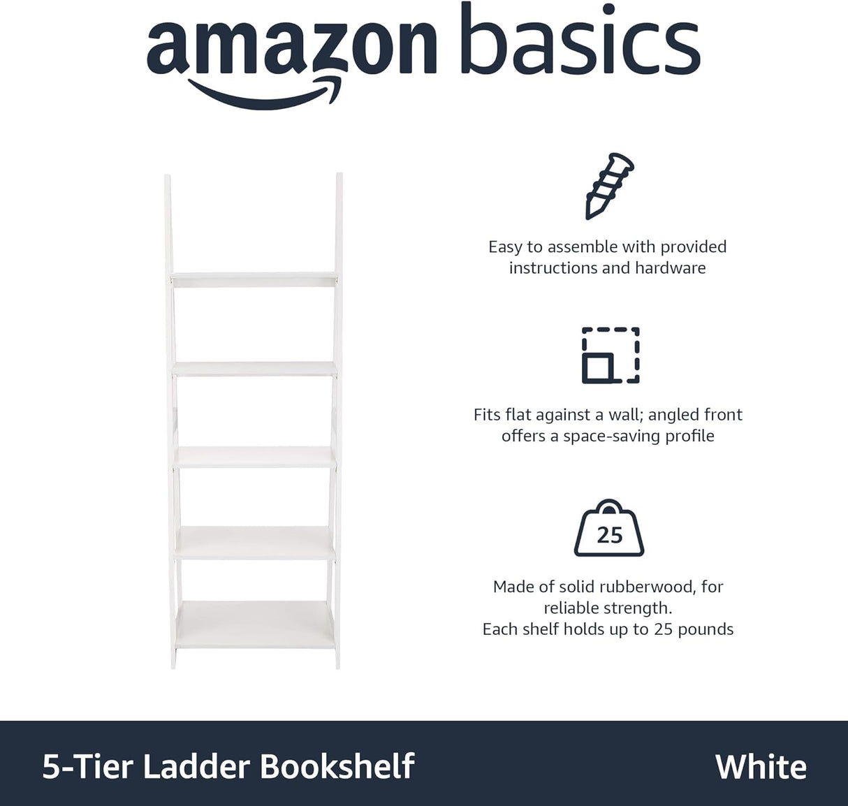 Estantería de Escalera 5 Niveles Amazon Basics, Marco de Madera