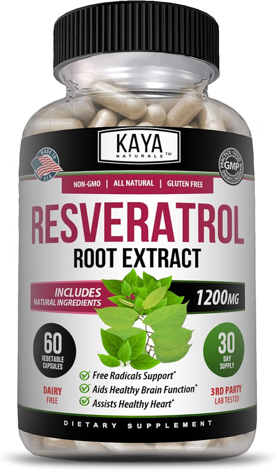 Suplemento Cápsulas de resveratrol  antienvejecimiento 60 u