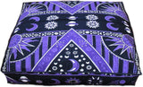 ICC Large Square Floor Pillow Cover Hippie Ottoman Pouf Cover Daybed Cotton Mandala Cushion Cover with Heavy Duty Zipper Seating Ottoman Poufs Dog-Pets Bed (Purple Burning Sun, 35&#34; Square)