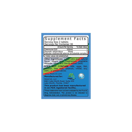 Suplementos NADH + CoQ10  Energía Natural 60 und masticables