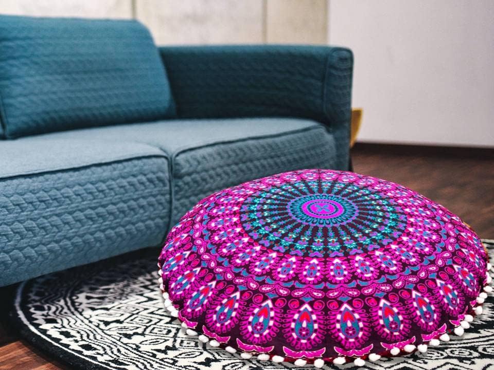 My Dream Carts Funda redonda de 22 pulgadas para cojín de suelo, silla otomana para niños y adultos, sala de estar, dormitorio, asiento verdaderamente único en su tipo, reposapiés (funda de almohada de 22 pulgadas, sin relleno)