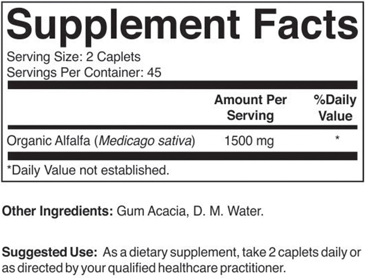 Suplementos Alimenticios Alfalfa orgánica 45 porciones