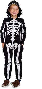 disfraz de esqueleto Tipsy Elves, unisex, jumpsuit para niños