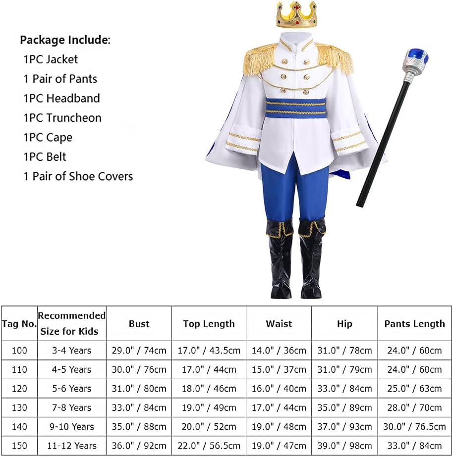 Disfraz de Príncipe Encantador para Niños - Medieval Royal Knight 5-6 Años