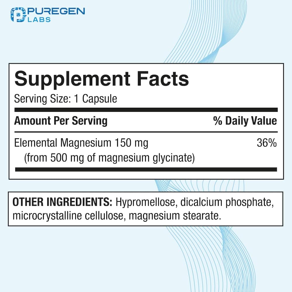 Magnesio Glicinato 500mg Veggie Caps, Alta Absorción, 240 cápsulas