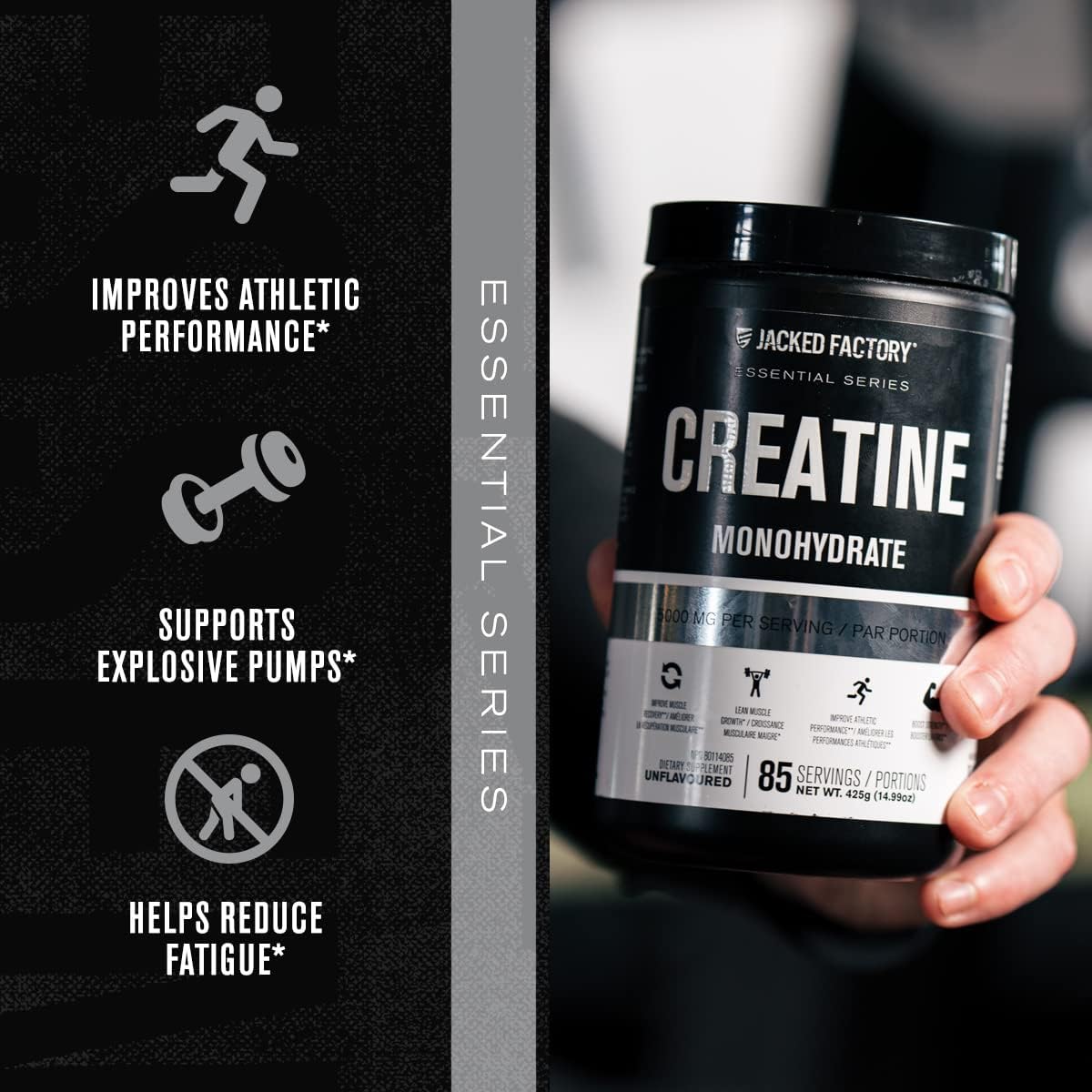Creatina Monohidratada 425g Jacked Factory - Energía y Fuerza