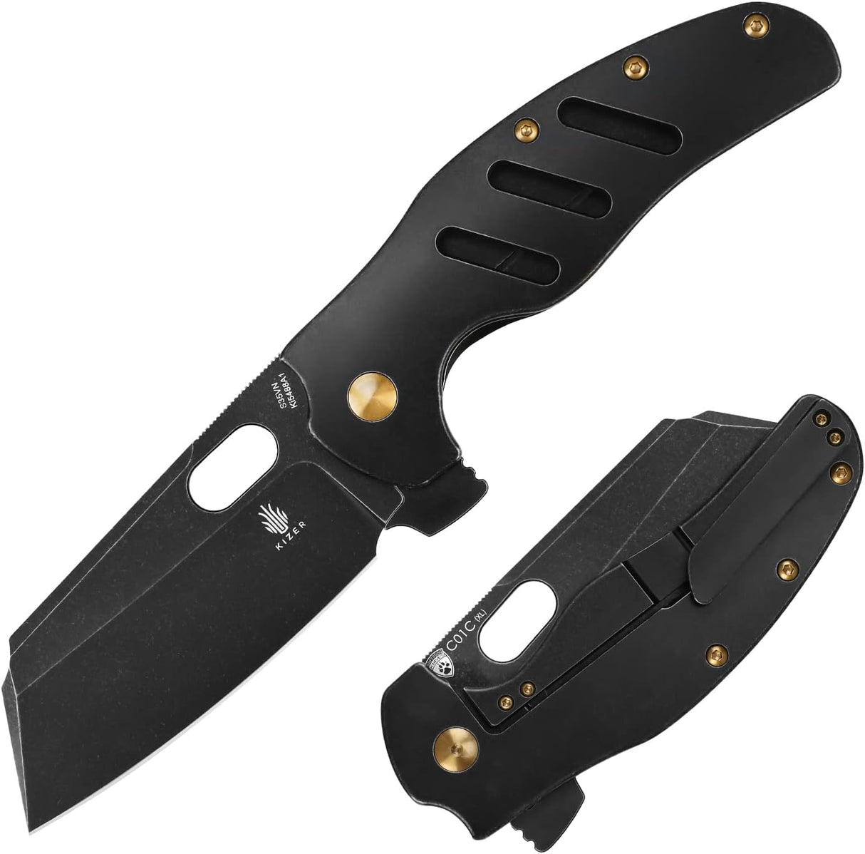 Cuchillo de bolsillo para perro pastor, hoja de acero S35VN