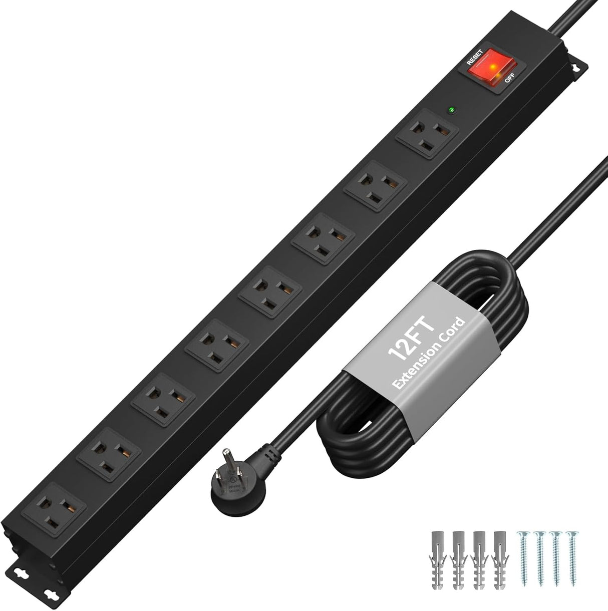 KF Regleta protectora de sobretensiones resistente de 8 tomas