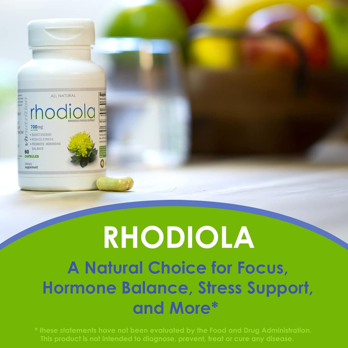 Suplemento de Rhodiola Rosea apoyo enfoque memoria y energía