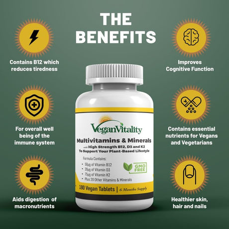 Suplemento Multivitamínicos y minerales veganos con vitamina