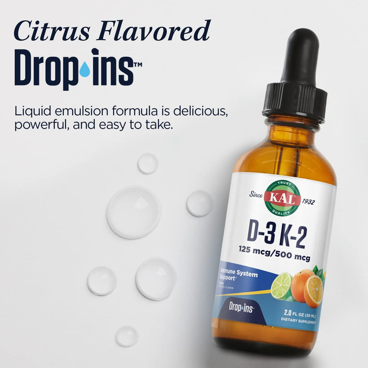 KAL D3 K2 Drops Liquid Vitamina D3 K2 125/500 mcg