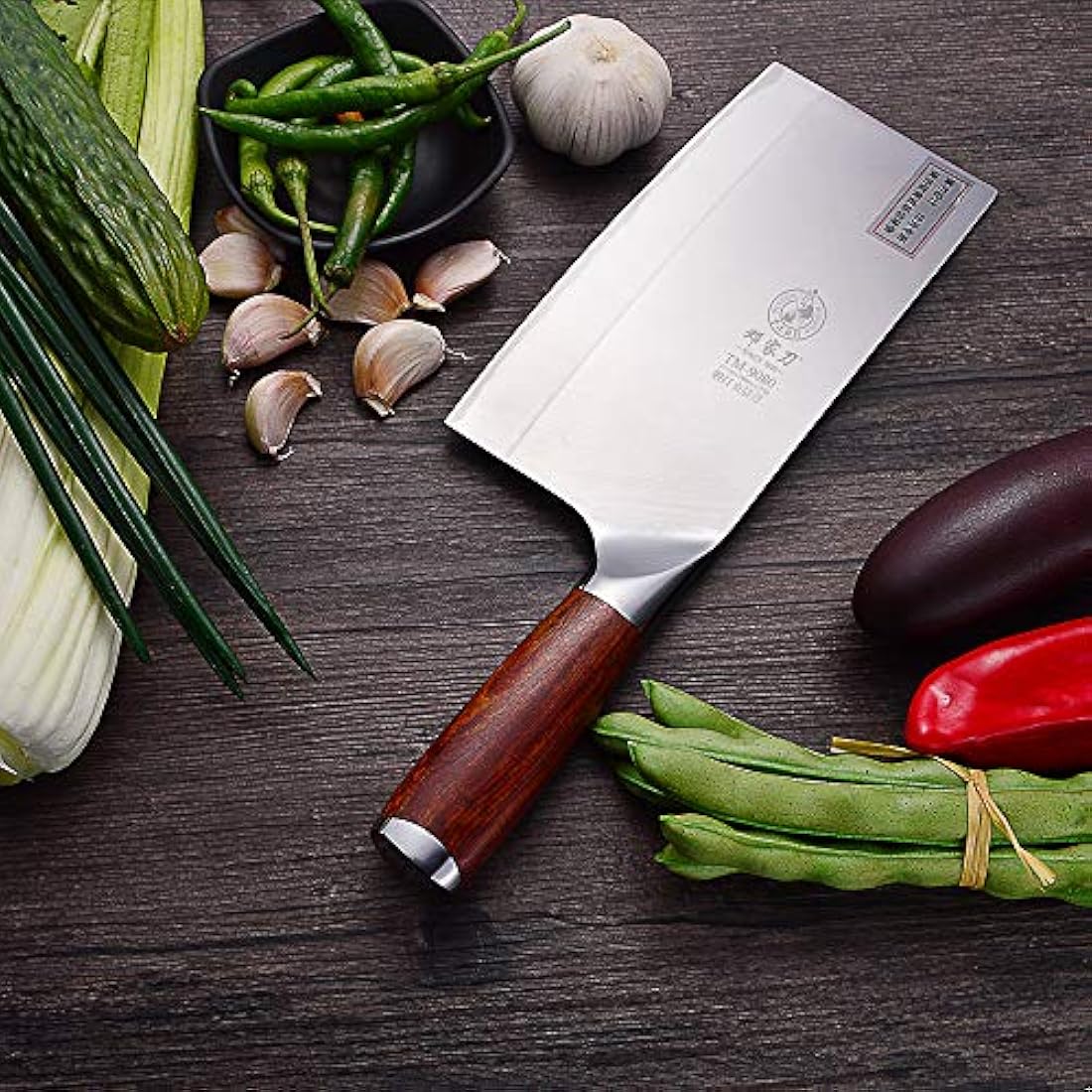 DENGJIA Cuchillo de chef chino forjado con hoja de acero