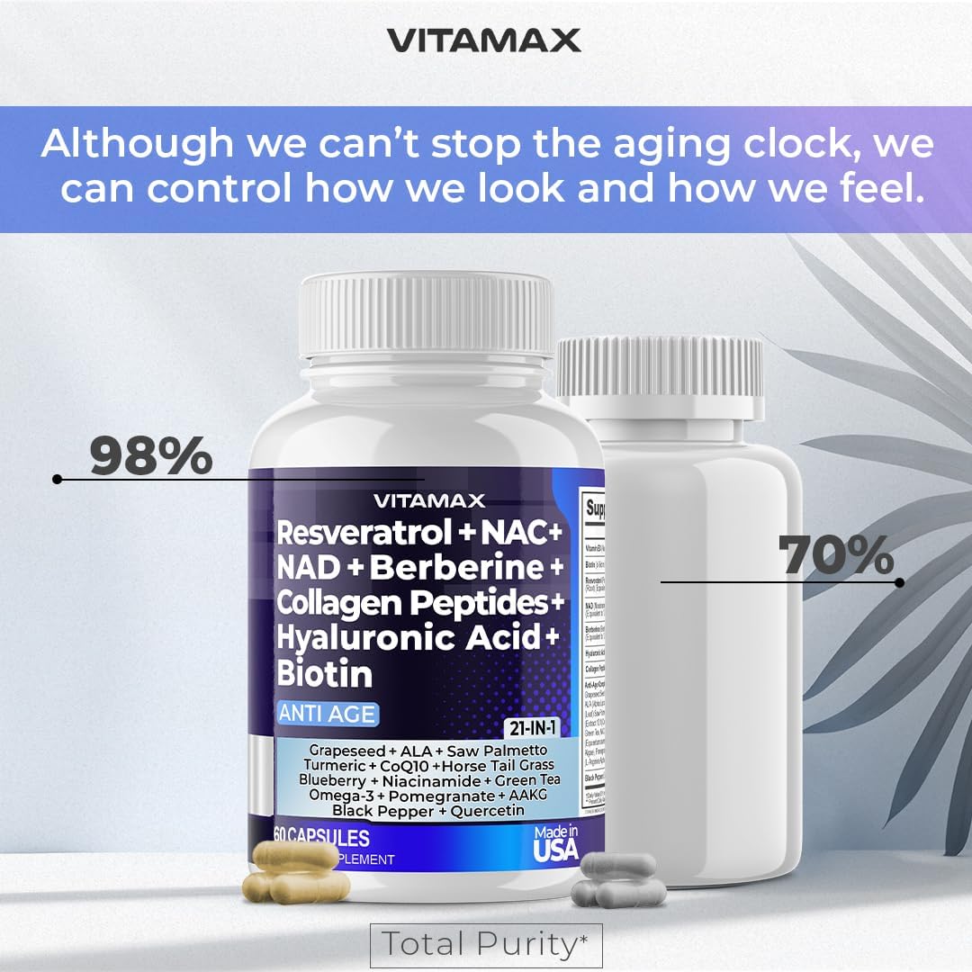 Suplemento Resveratrol NAD+ Berberina ácido hialurónico