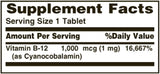Vitamina B-12 Tabletas de 1000 mcg 100 unidades