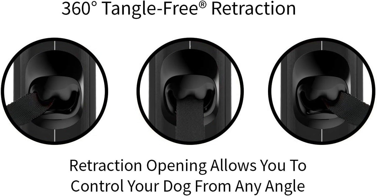 Correa retráctil ovalada de 360° para perro T008-MBLK-F TUG