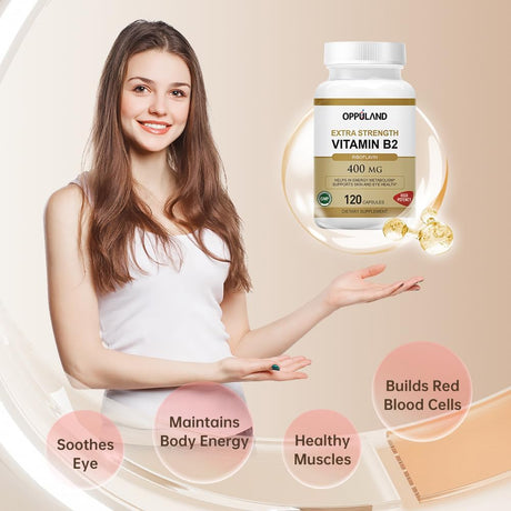 Suplemento de Vitamina B2 Riboflavina, 400 mg, 120 cápsulas