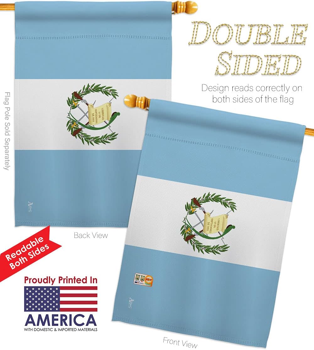 Guatemala - Kit de banderas para casa de jardín, nacionalidad regional, nacionalidad internacional, país, área particular, pequeña decorativa para regalo, pancarta de doble cara, fabricada en Estados Unidos, 28 x 40 pulgadas