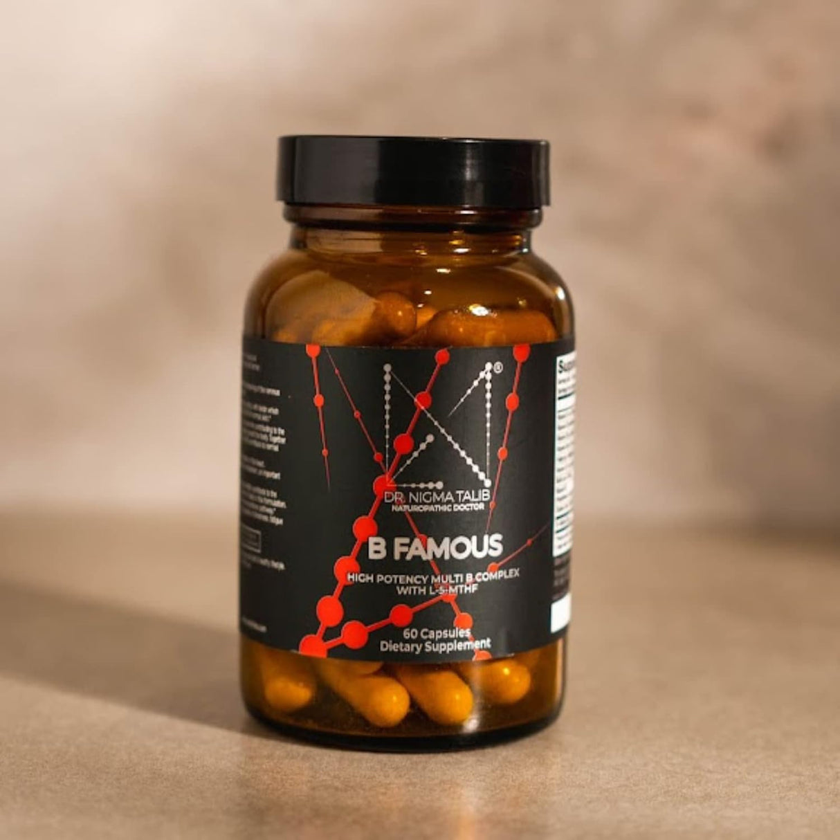 B Famous Complejo B de Alta Potencia con L-5-MTHF para Sistema Nervioso y Piel - 60 Cápsulas
