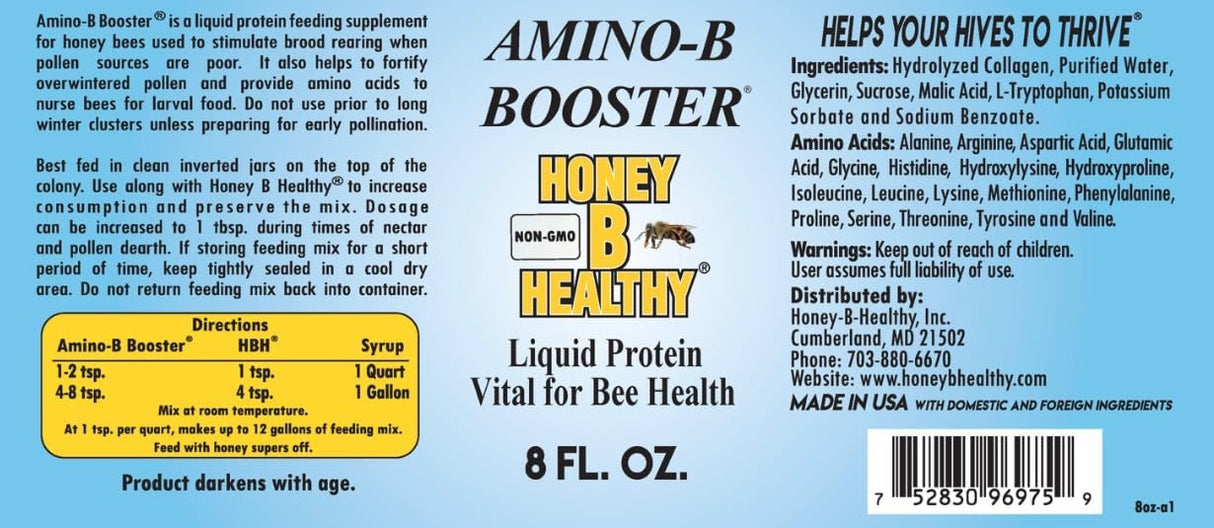 Amino-B Booster 8 oz. - Proteína líquida para salud de abejas