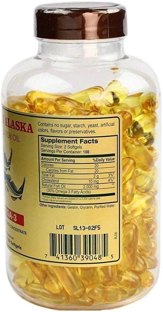 Omega 3 Aceite de Pescado Alaska 1000mg 200 Cápsulas