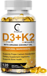Suplemento de Vitamina D3 K2, 120 cápsulas, Natural Coconut