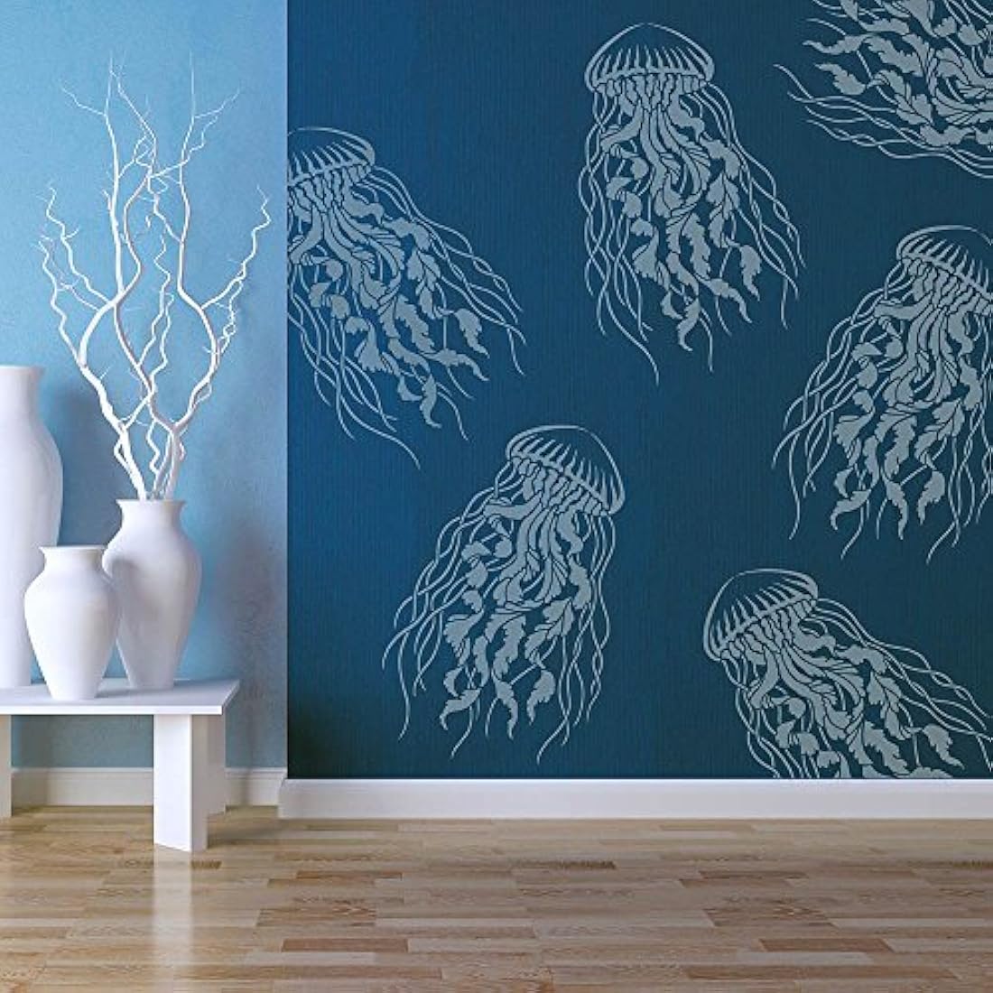 Plantillas reutilizable de pared para paredes anemona
