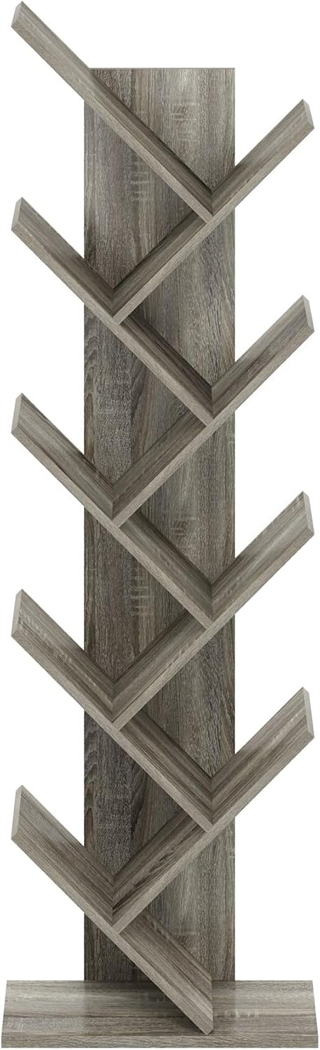 Estantería estilo árbol, 9 niveles, madera de roble francés