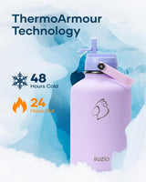 Botella de agua aislada BUZIO 64oz, acero inoxidable, con tapa