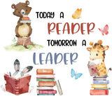 SUPERDANT Vinilo decorativo para pared con texto en inglés &#34;Today a Reader Tomorrow a Leader&#34;, decoración artística de vinilo para sala de lectura grande
