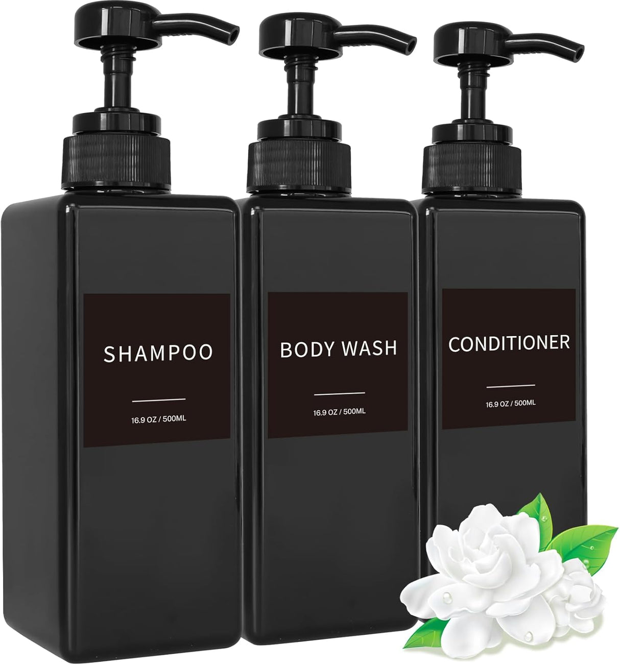 Dispensador de Champú y Acondicionador, Set de 3, 16.9oz