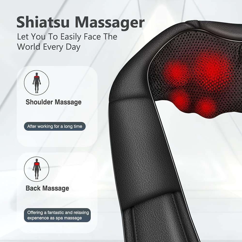 Masajeador de Cuello y Espalda, Shiatsu, Calor, 3D Kneading