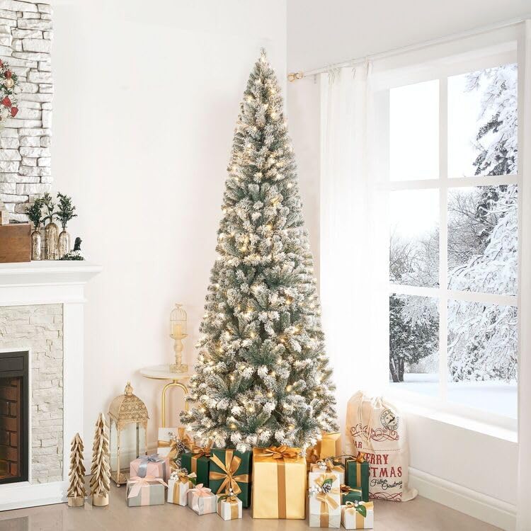 Árbol de Navidad artificial esbelto con luces, modelo 7.5ft