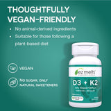 EZ Melts Vitamina D3 K2 Disoluble 5000UI Soporte Óseo 3 Meses