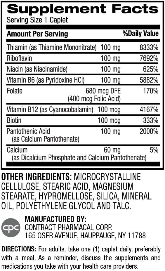 Earth's Splendor Vitamina B Complejo – Energía, Metabolismo, Inmunidad, 60 Tabs