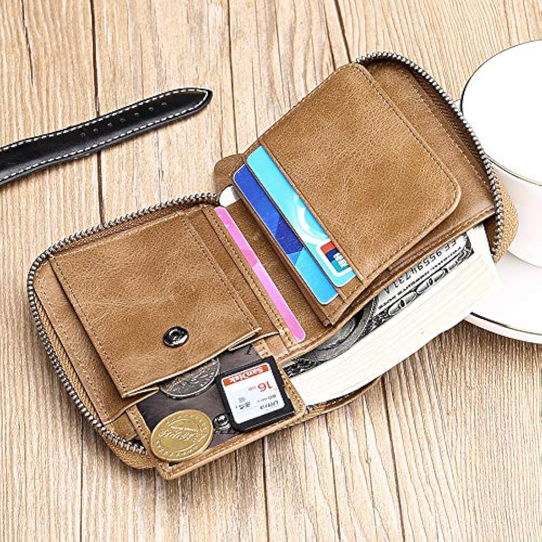 FALAN MULE Carteras para hombres de cuero genuino corto