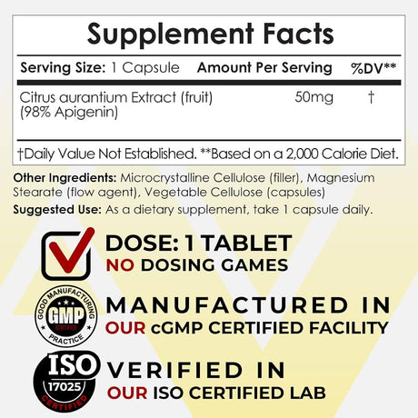 Cápsulas de apigenina 50 mg Nootropics Depot