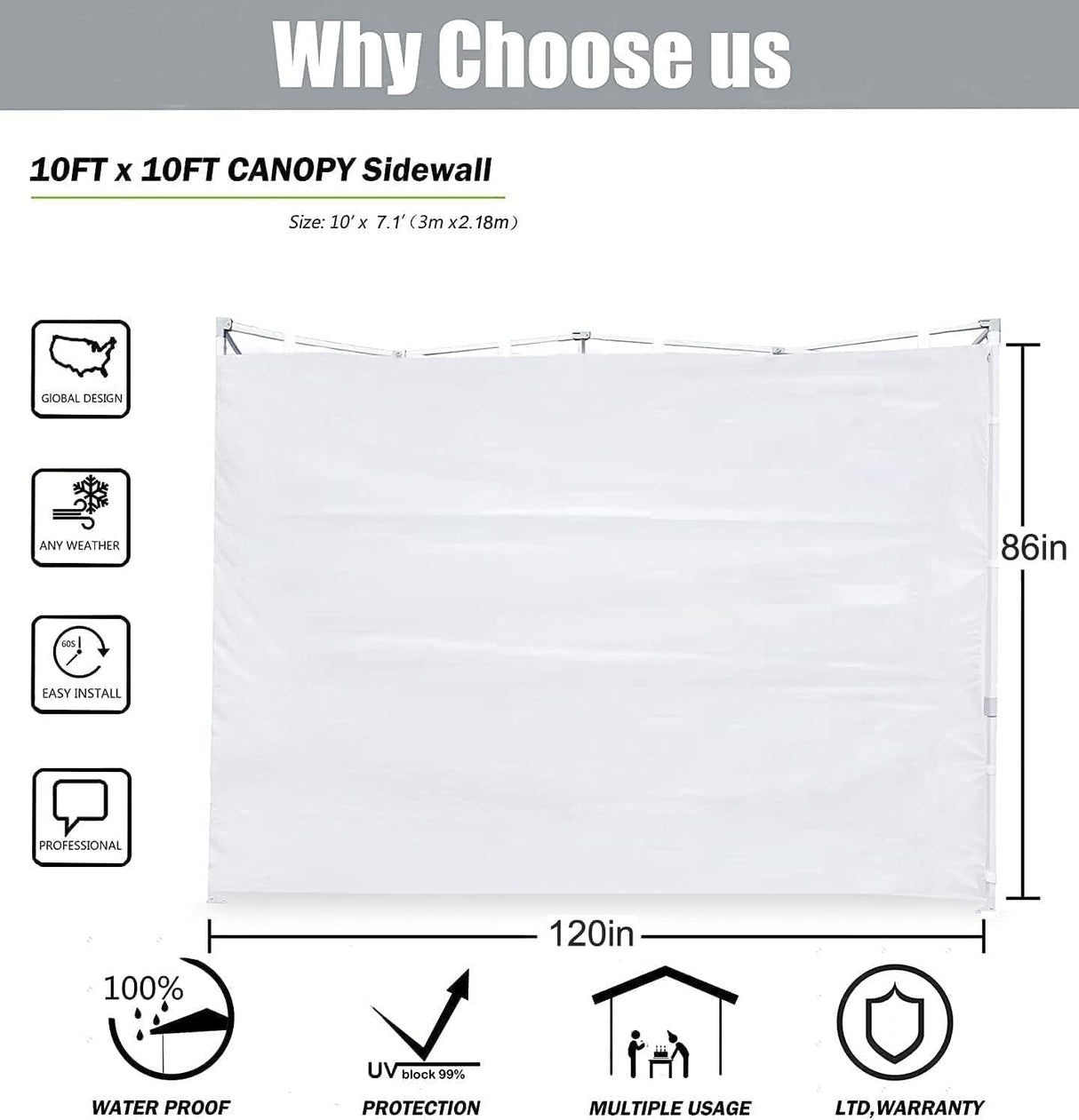 Toldos Laterales SCOCANOPY para Carpa 10x10, Paquete de 3