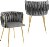 Nrizc Juego de 2 sillas de comedor tejidas modernas gris