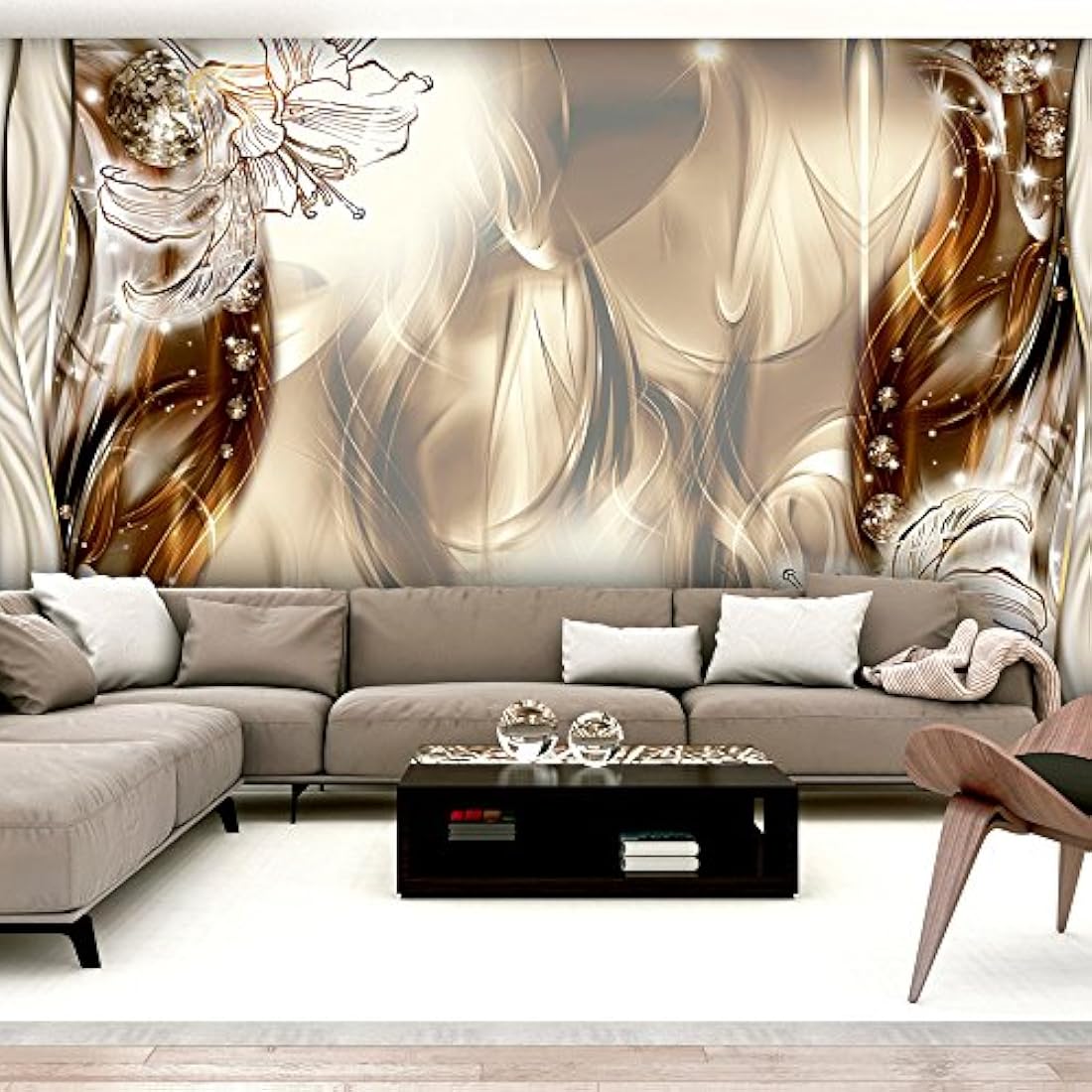 Mural de pared tipo lirios (490x280cm/193x110autoadhesivo)