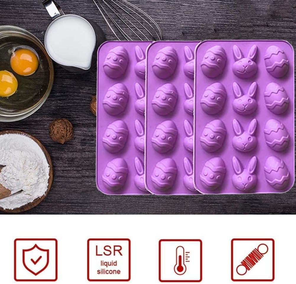 Moldes de Chocolate para Pascua - Silicona, 12 Cavidades, Set 3