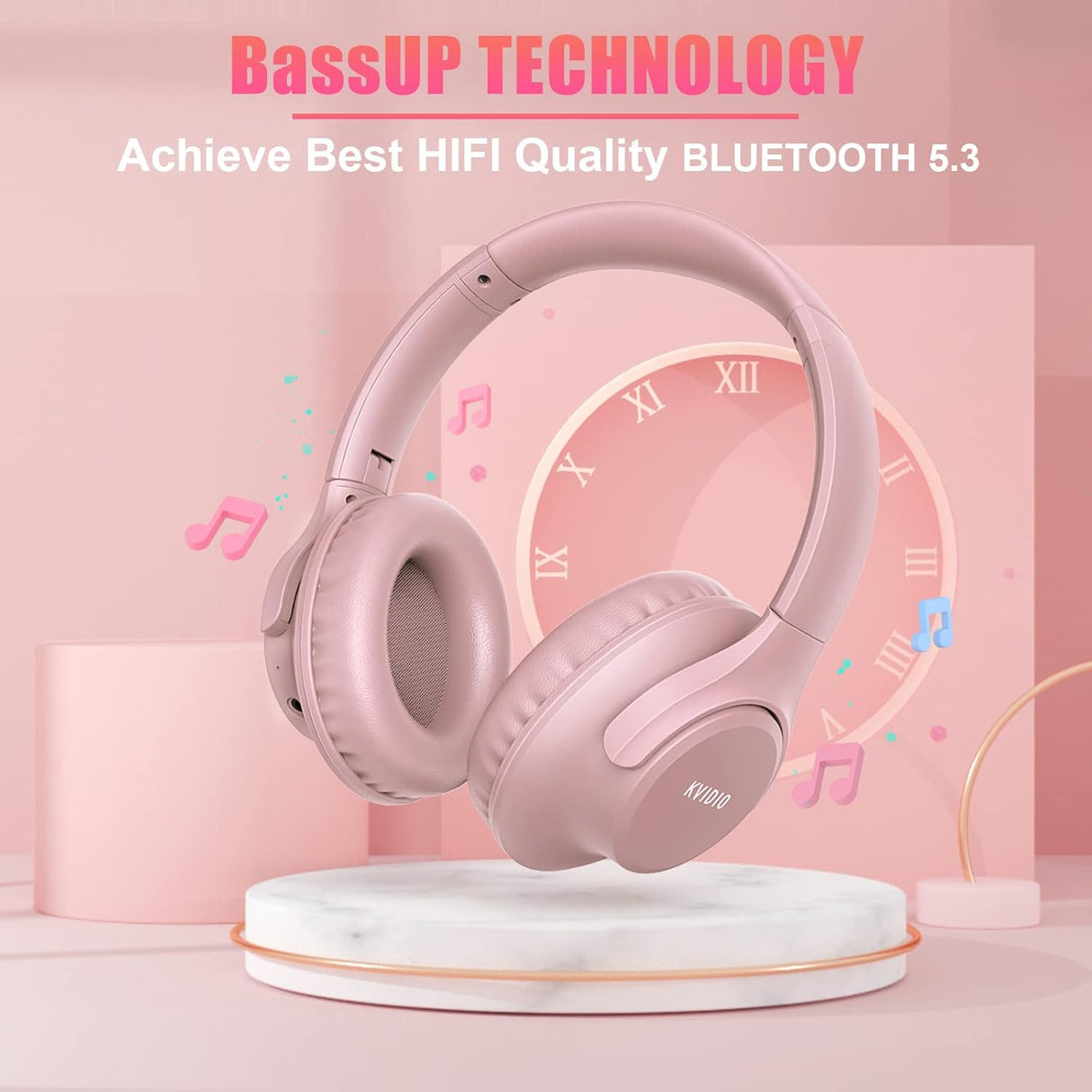 Auriculares Bluetooth KVIDIO, 65h, plegables, con micrófono