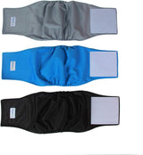 Pañales envolventes reusables perros machos, Negro + gris + azul lago