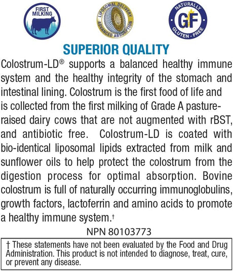 Cápsulas de Colostro-LD - 120 Contenidos - Entrega Liposomal