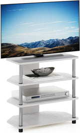 Soporte pequeño para TV con tubos de acero inoxidable, 4 niveles