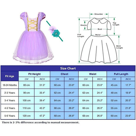 Disfraz de princesa para niña pequeña con diadema talla 2-3T